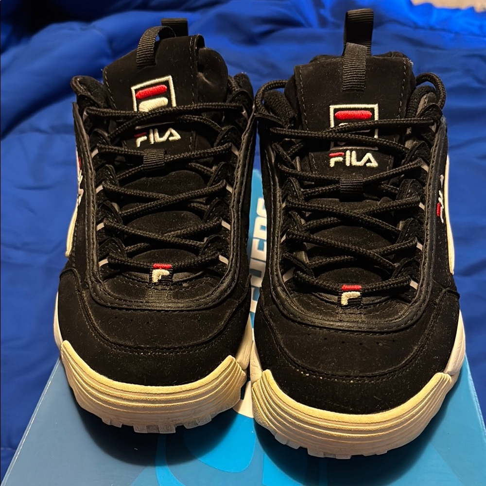 Fila Black Sneakers with Red and White Accents